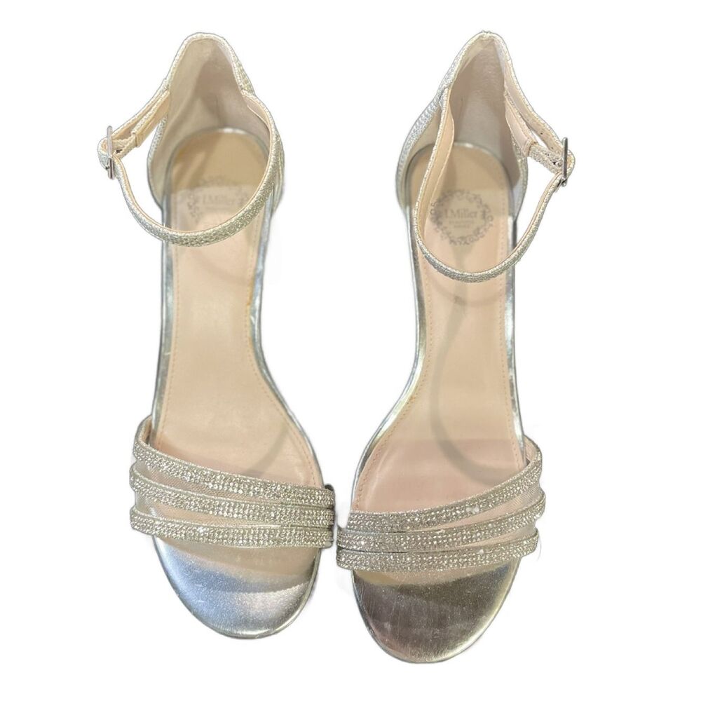 I. Miller Beautiful Shoes Women's Silver Ankle-Strap Formal Heels (Size: 8.5)